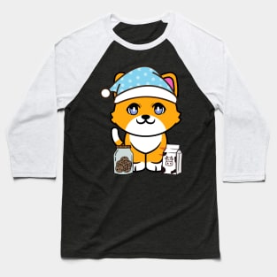 Cute orange cat is having a midnight snack Baseball T-Shirt